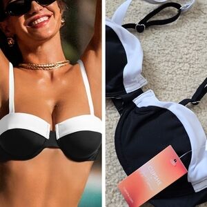 NWT Cupshe x JoJo Fletcher Colorblock Underwire Bikini Top Collaberation